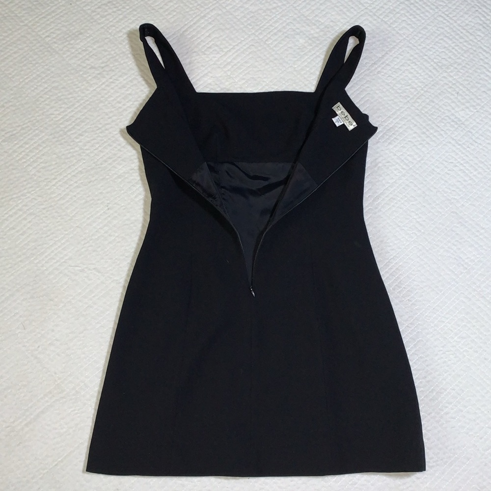 Vintage Bebe Black LBD Mini Tank Dress, Square Neckline, Size 2 - Picture 3 of 16